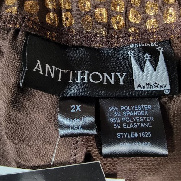 NWT Antthony Bronze Metallic Polka Dot Pull On Slim Skinny Legging Trouser - Picture 12 of 15